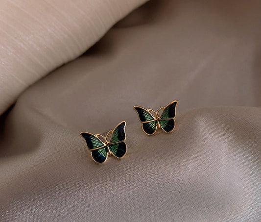 Green Butterfly Stud Earrings for Girls Women Stud Jewelry Gift Accessories