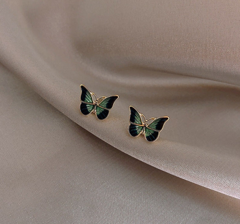 Green Butterfly Stud Earrings for Girls Women Stud Jewelry Gift Accessories