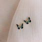 Green Butterfly Stud Earrings for Girls Women Stud Jewelry Gift Accessories