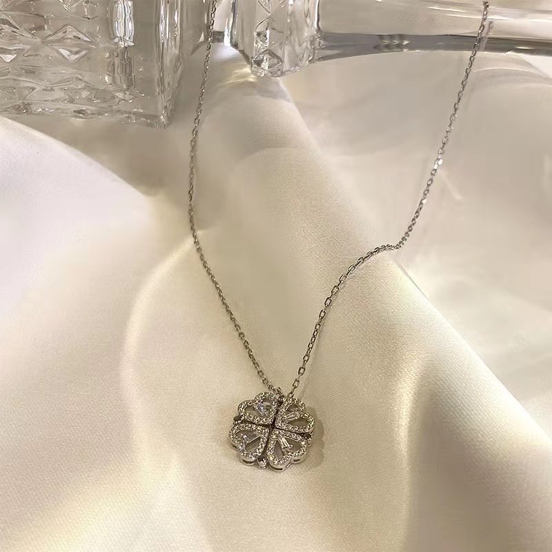 Four-leaf Clover Double-wear Necklace Female European And American Jewelry Ins Does Not Fade