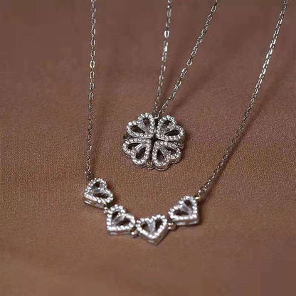 Four-leaf Clover Double-wear Necklace Female European And American Jewelry Ins Does Not Fade