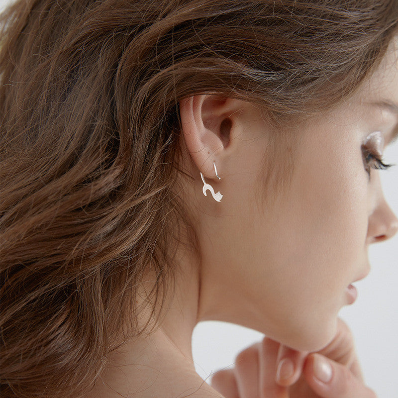 Cat Shape Stud Earrings Women Jewelry Mom Gift Everyday Wear Earrings