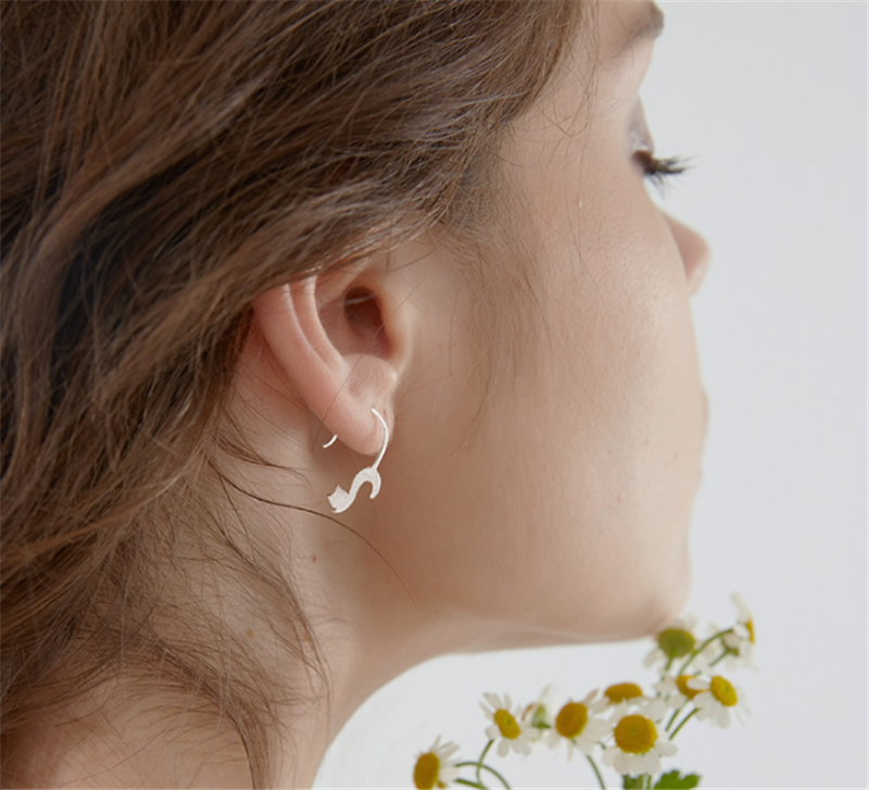 Cat Shape Stud Earrings Women Jewelry Mom Gift Everyday Wear Earrings