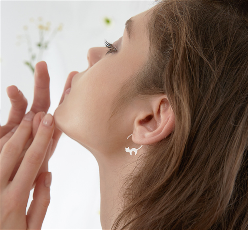 Cat Shape Stud Earrings Women Jewelry Mom Gift Everyday Wear Earrings