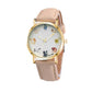 Cats Cute Watch Women PU Leather Round Dial Students Fashion Wristwatch Sleeping Cat Fox Animal