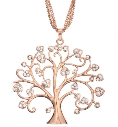 54MM Big Tree Of Life Pendant Necklaces Drilling CZ Zircon Multi Layers Chains Long Necklace Jewelry Gifts For Her