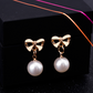 Hypoallergenic Heart-shaped Zircon Earrings Women's Bow Pearl Earrings