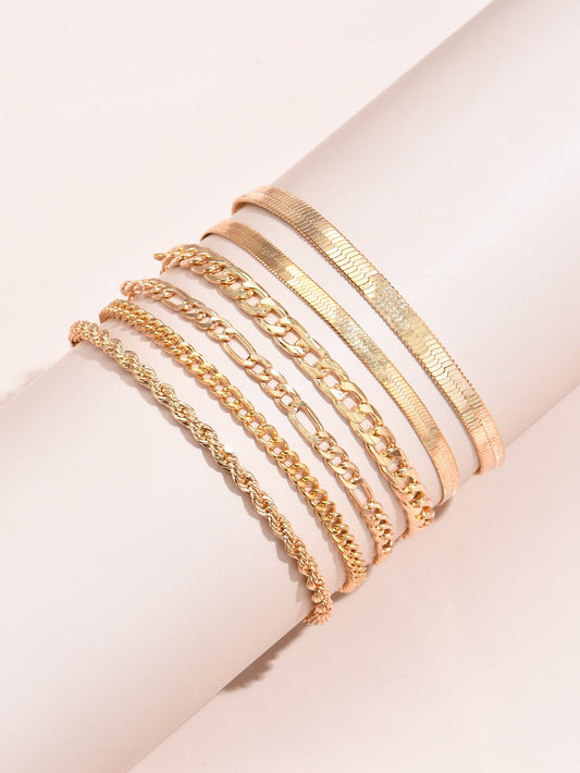 6pcs bangles Bracelet Sets Bangle Women Chain Hand Jewelry