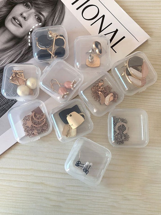 10pcs Clear Jewelry Box Storage Container Rings Necklace Plastic Organizer Boxes