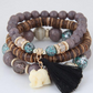 Baby Elephant Tassel Wood Beads Beaded Multi-Layer Temperament Bracelet Bracelet