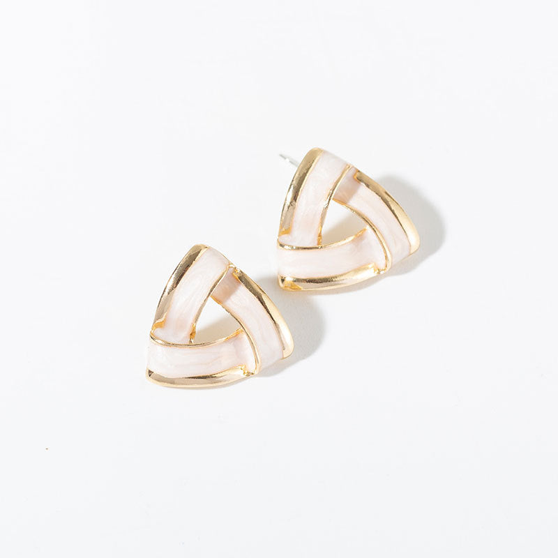 Triangle Ribbon Stud Earrings Women Fashionable Luxurious Earrings Jewelry