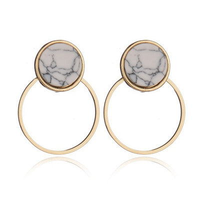 Marbled Circle Ear Drop Earrings Dangle Women Fashion Jewelry Gift for Her