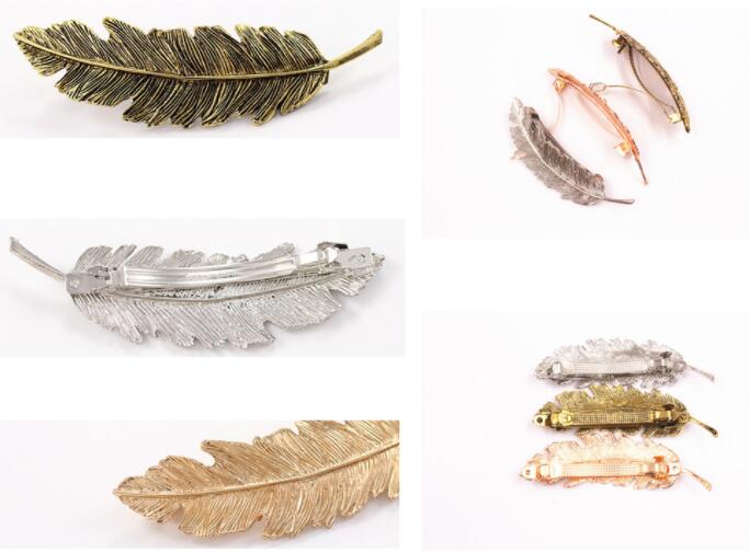 Han Edition Leaf Feather Hair Card Metal Elastic Hair Clip Antique Color Of The Old Color Of The Leaves Of The Leaves Of The Tail Hair Accessories Ebay