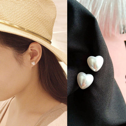 Pearly Heart Jewelry Stud Earrings Modern Fashion Women Earrings Piercing Studs