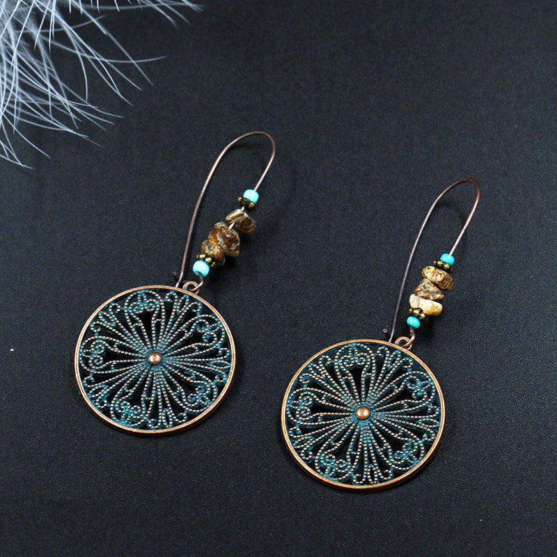 Creative Flower Fashion Retro Alloy Round Earrings