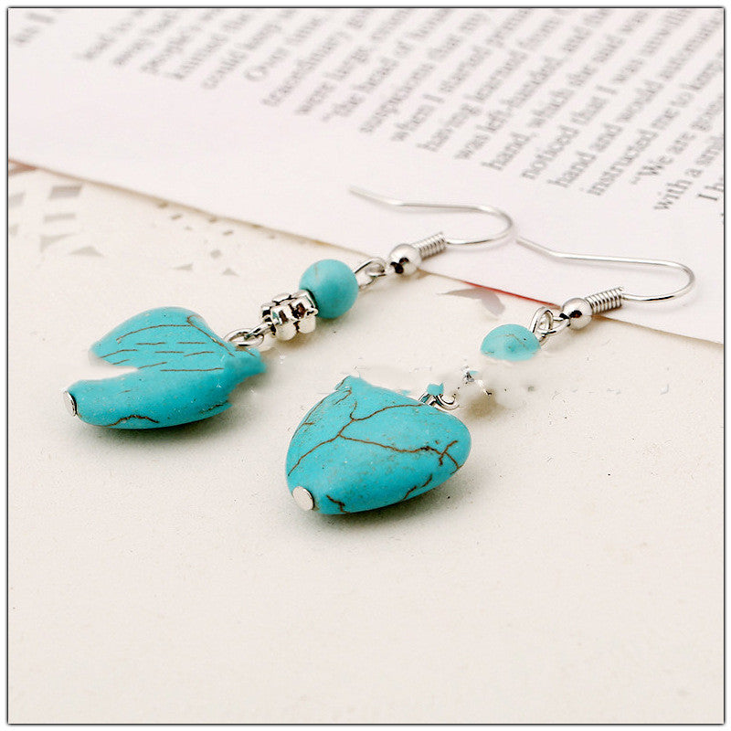 Turquoise Heart Dangle Earrings Cute Summer Earring Jewelry Gift for Her