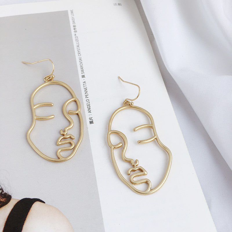 Hollow Out Face Shape Dangle Earrings Jewelry Accessories Girls Fashion Accessory