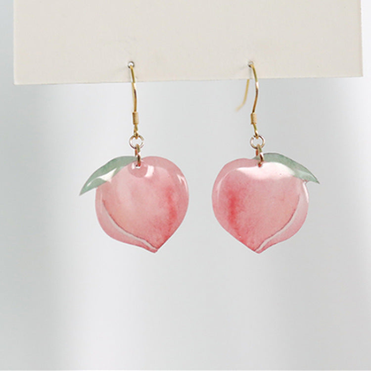 Peach Fruit Pendant Jewelry Fashion Dangle Earrings for Girls Party Birthday