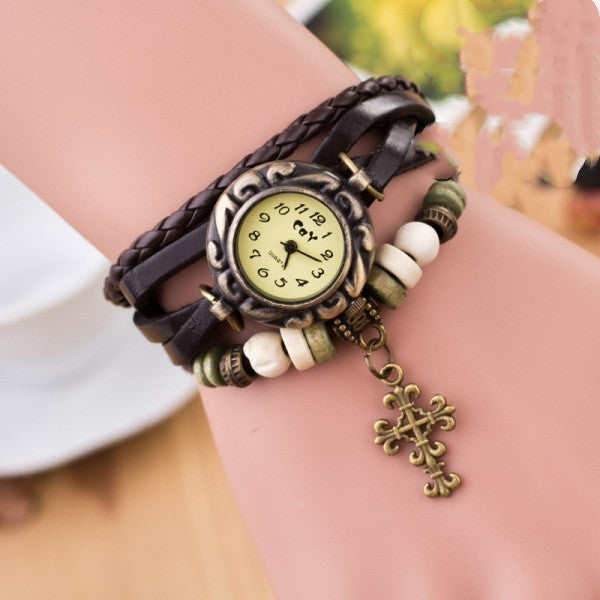 Female bracelet cross watch