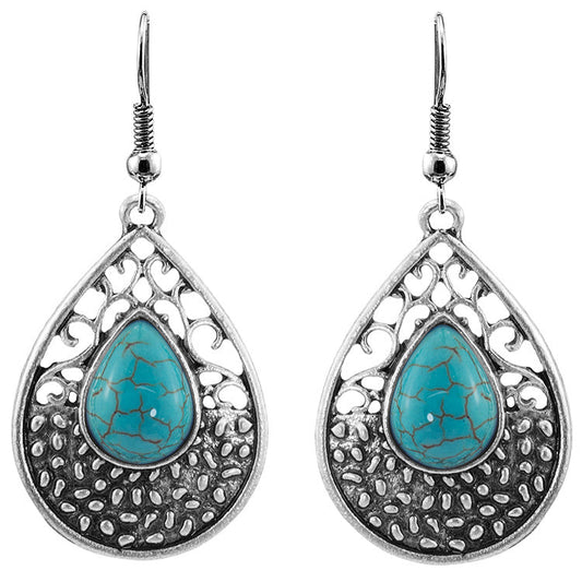 Turquoise Tear Drop Shaped Jewelry Fashion Dangle Earrings for Girls Party Birthday Gift