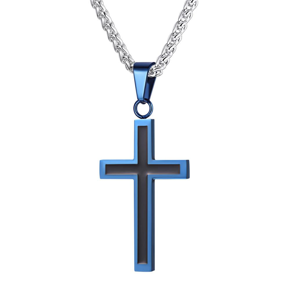 18K Gold and Silver Cross Necklace