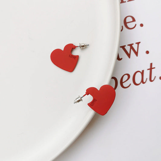 Red Heart Drop Earrings Cute Dangle Earrings Women Jewelry Gift for Her