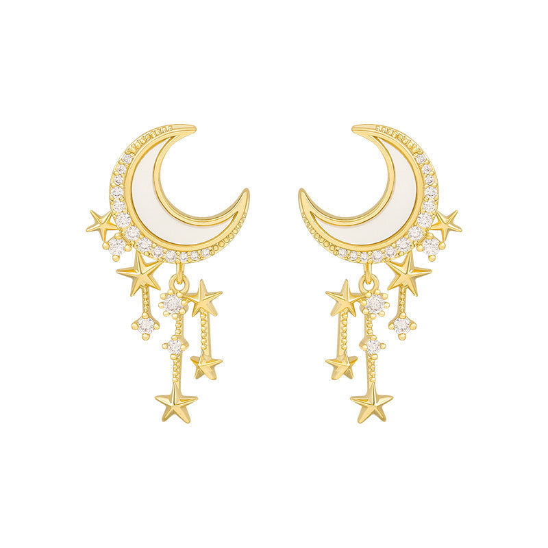 Moon Star Tassels Drop Dangle Earrings Women Jewelry Gift for Her Accessories