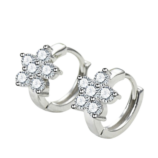 Rhinestone Flower Hoop Earrings Fashion Jewelry for Girls Women Gift Accessories