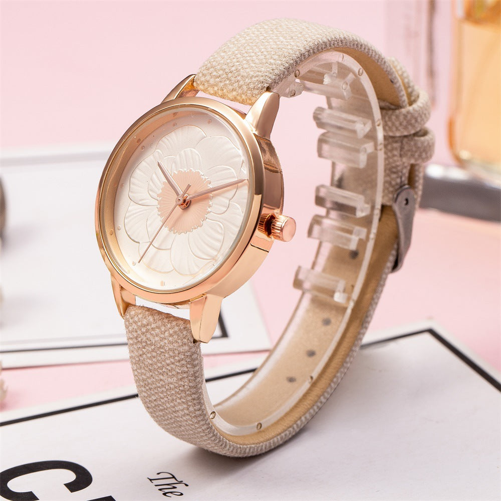 3D flower dial fashion simple quartz watch