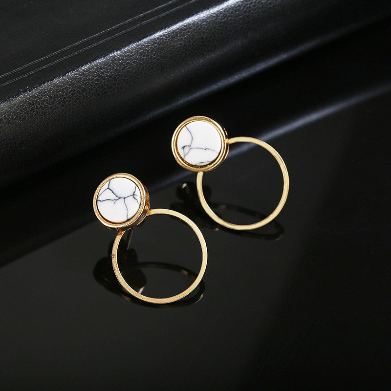 Marbled Circle Ear Drop Earrings Dangle Women Fashion Jewelry Gift for Her