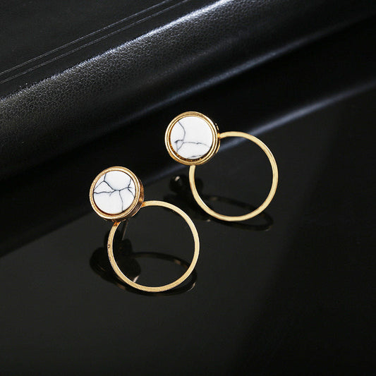 Marbled Circle Ear Drop Earrings Dangle Women Fashion Jewelry Gift for Her