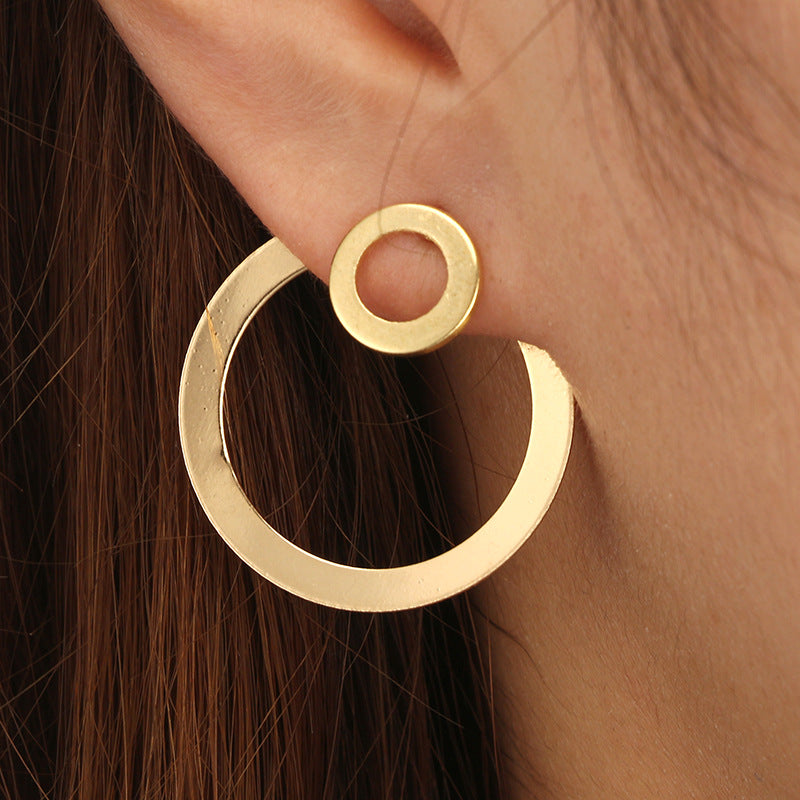Double Circle Stud Earrings Women Girls Gifts Jewelry Accessories