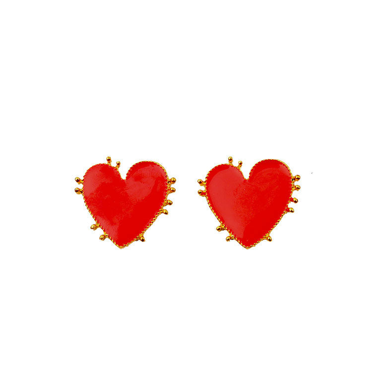 Red Heart Stud Earrings Fashion Jewelry for Girls Women Gift Accessories