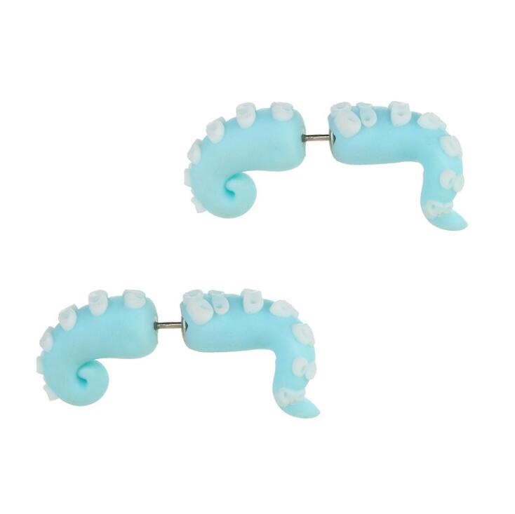 Blue Octopus Leg Jewelry Stud Earring Modern Fashion Women Earrings Piercing