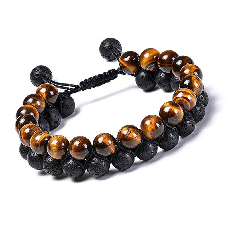 Tiger eye couple bracelets matte black agate beads bracelet