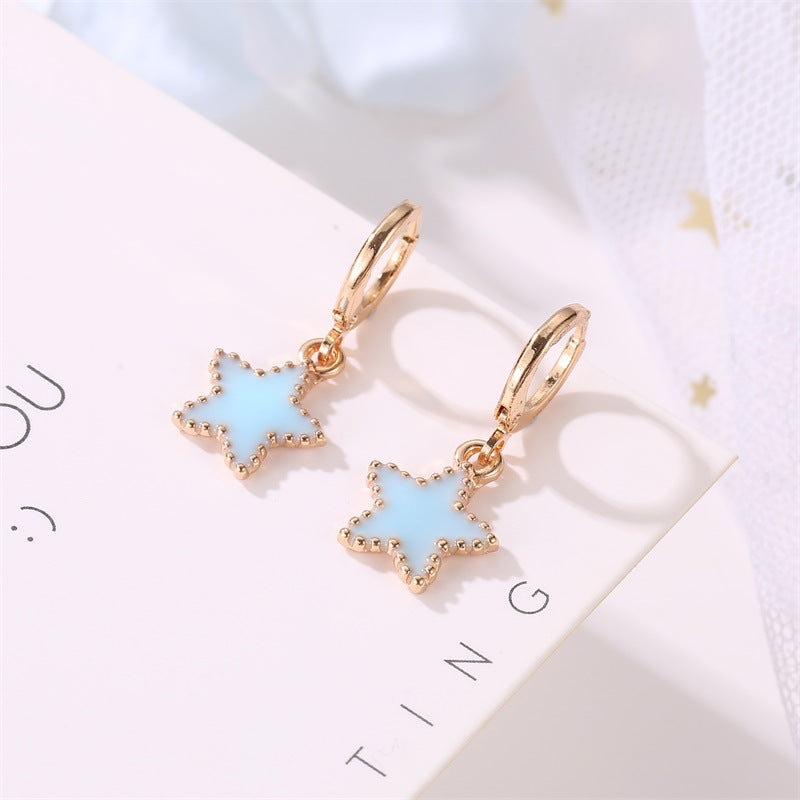 Sky Blue Star Dangle Earrings Cute Summer Earring Jewelry Gift for Her