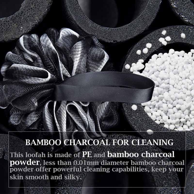 Black bamboo charcoal fiber bath ball