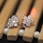 Rhinestone Flower Hoop Earrings Fashion Jewelry for Girls Women Gift Accessories