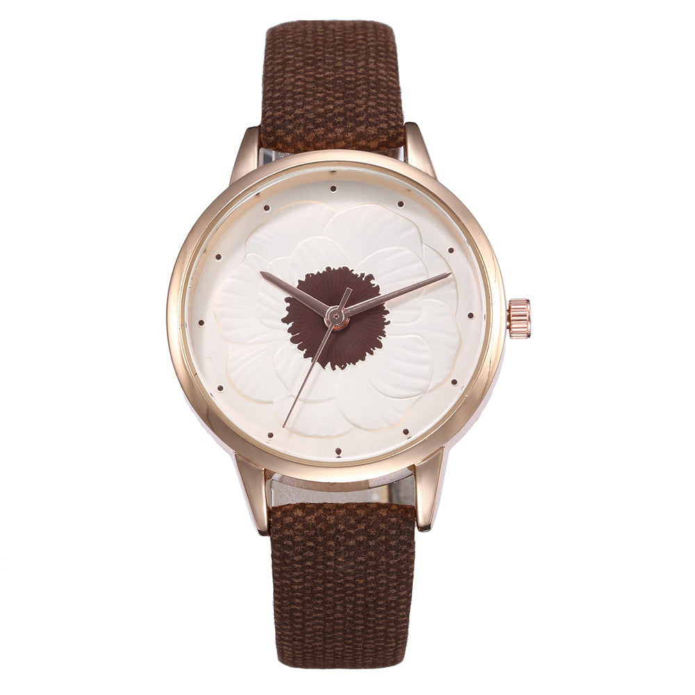 3D flower dial fashion simple quartz watch