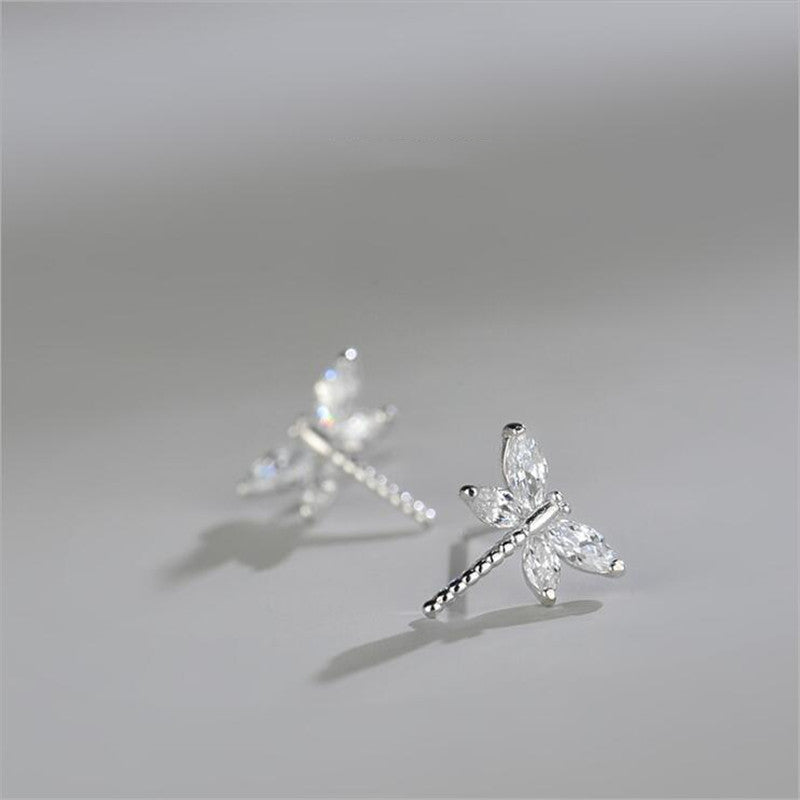 Rhinestone Dragonfly Stud Earrings Women Jewelry Mom Gift Everyday Wear Earrings