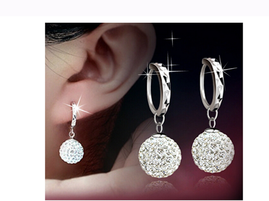 Crystal Design Ball Pendant Jewelry Fashion Dangle Earrings for Girls Party Birthday Gift