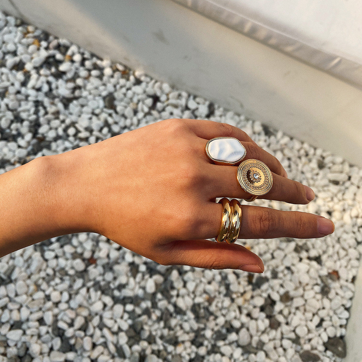 Vintage ethnic wind geometric ring