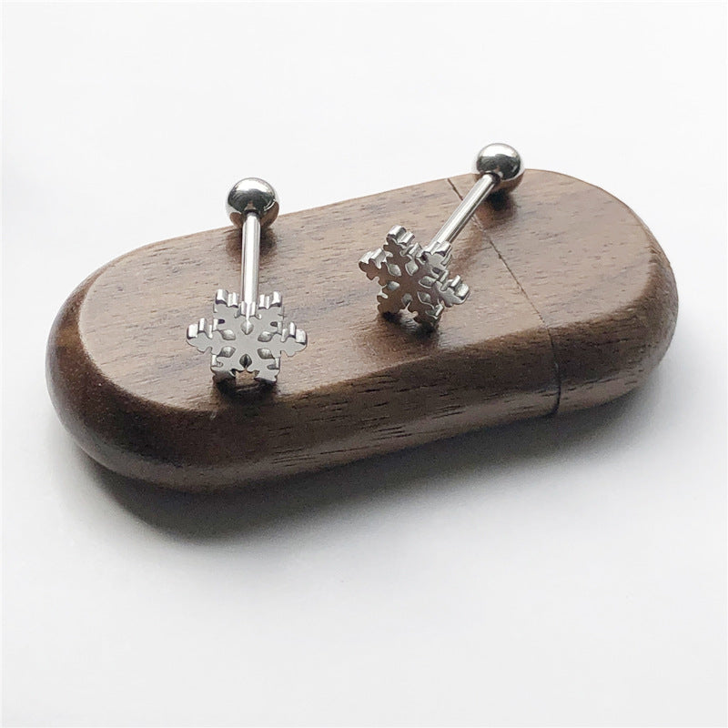 Steel Snowflake Stud Earrings for Women Girls Fashion Earrings Piercing Jewelry