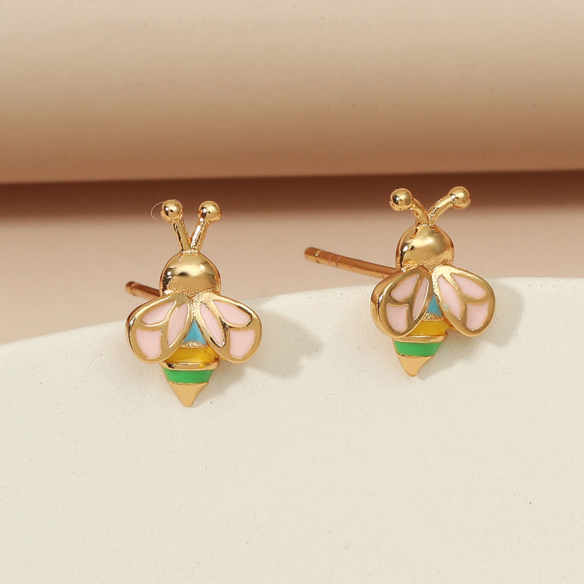 Pink Bee Stud Earrings Women Jewelry Mom Gift Everyday Wear Earrings