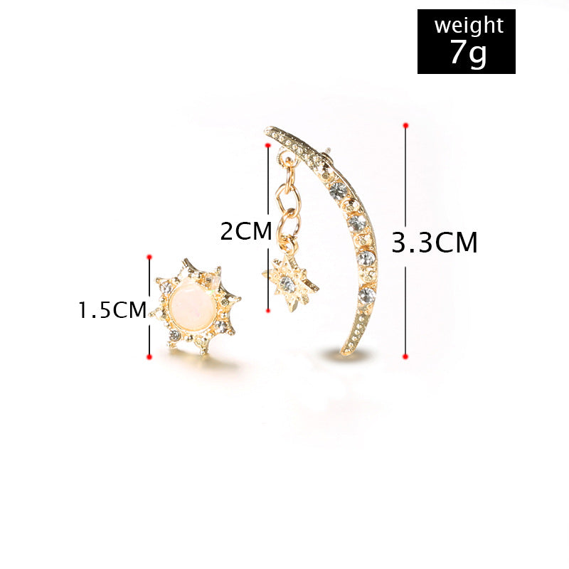 Moon Star Mismatched Stud Earrings Fashion Women Female Earrings Piercing