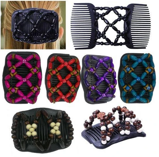 Vintage Elastic Hairpin Stretch Hair Comb Hot Sales Beaded Hair Magic Comb Clip Beads Pin Ladies Hair Accessories