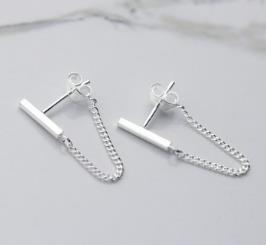 Simple Chain Design Stud Earrings Women Jewelry Gift for Her Accessories