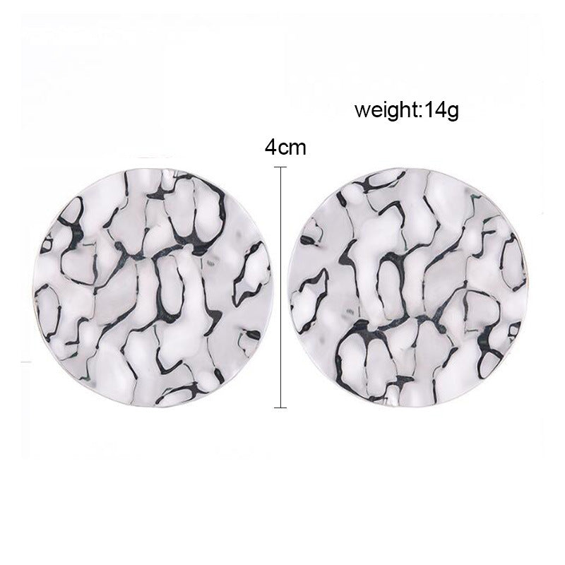 Large Textured Round Ear Studs Jewelry Fashion Dangle Earrings for Girls Party Birthday Gift