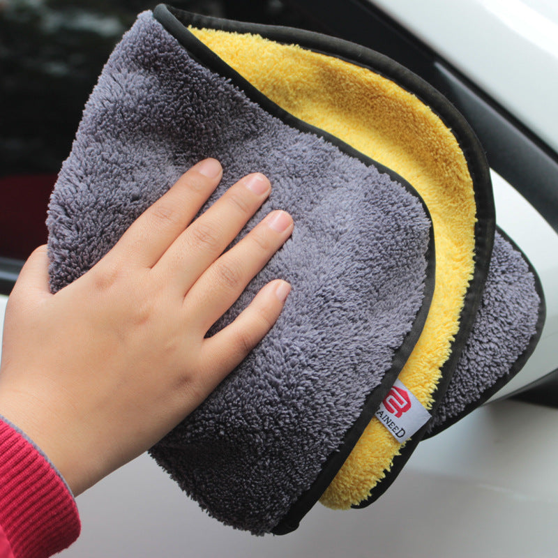 Absorbent double-sided velvet thickened car wash towel