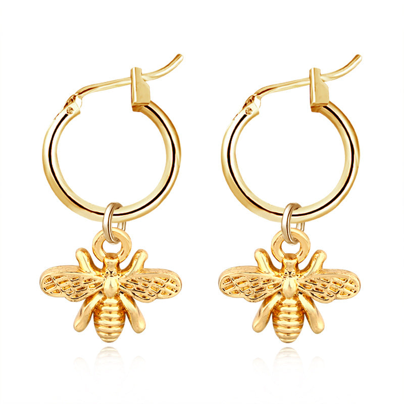 Metallic Bee Drop Earrings Cute Dangle Earrings Women Jewelry Gift for Her